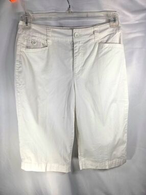 Bandolino Jeans IVETTE Style White Cotton Blend Long Shorts w/Pockets Size 6